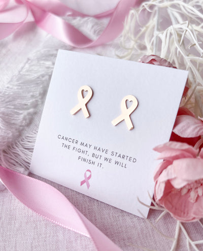 Breast Cancer Ribbon Awareness Studs Nancy Joanna