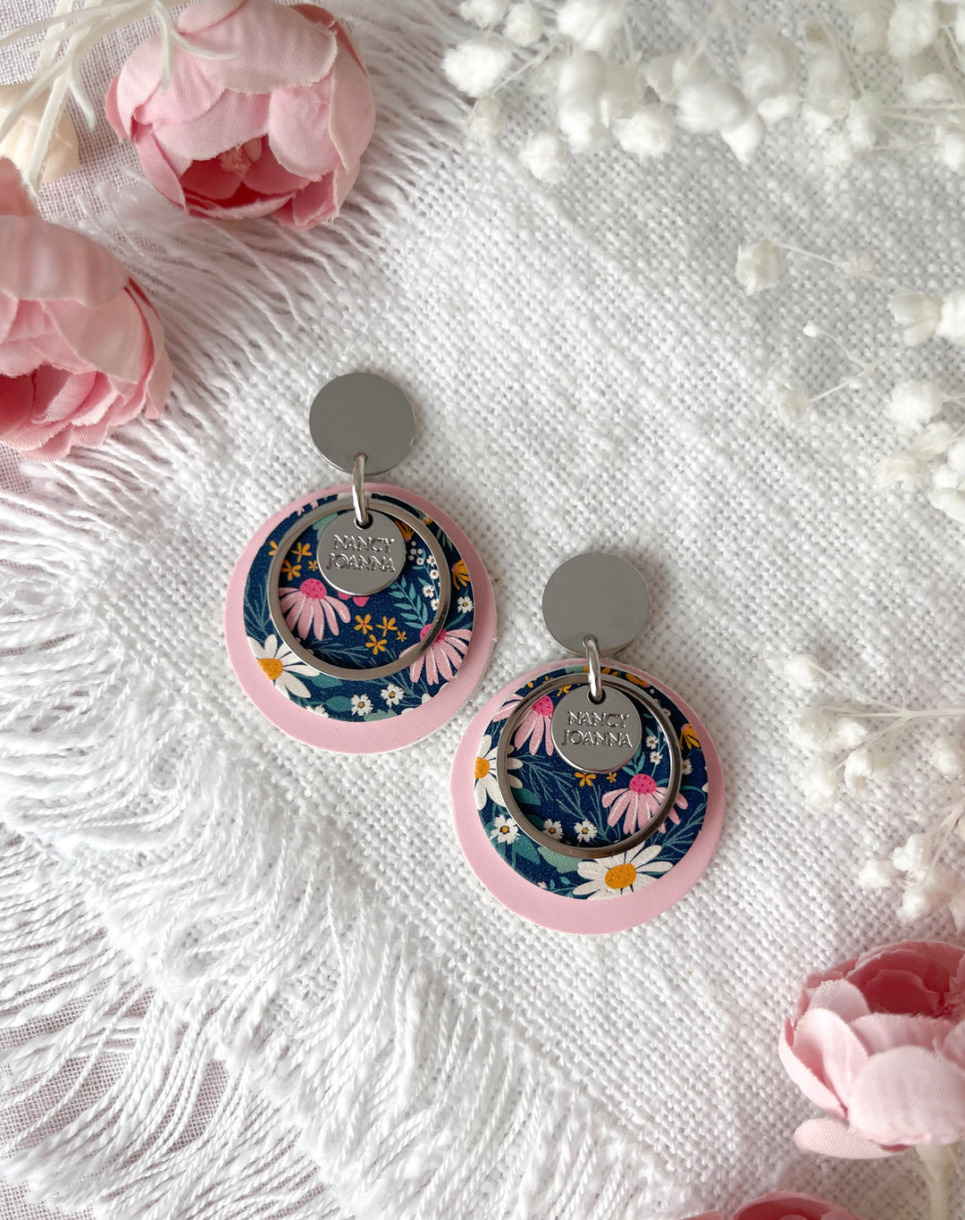 Natalia Navy Floral Double Round Nancy Joanna