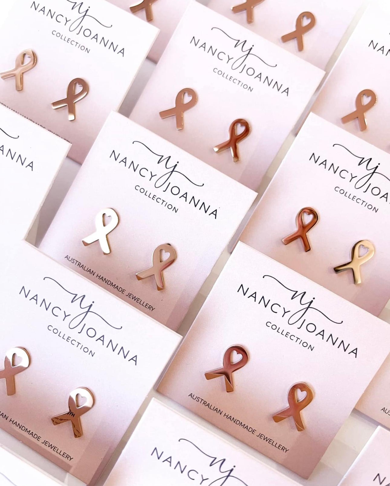Pink Ribbon Breast Cancer Studs Nancy Joanna