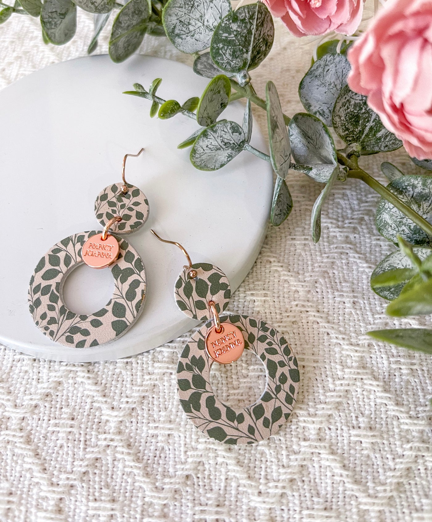 Leafy Leaf Doble Round Ring Drops Nancy Joanna