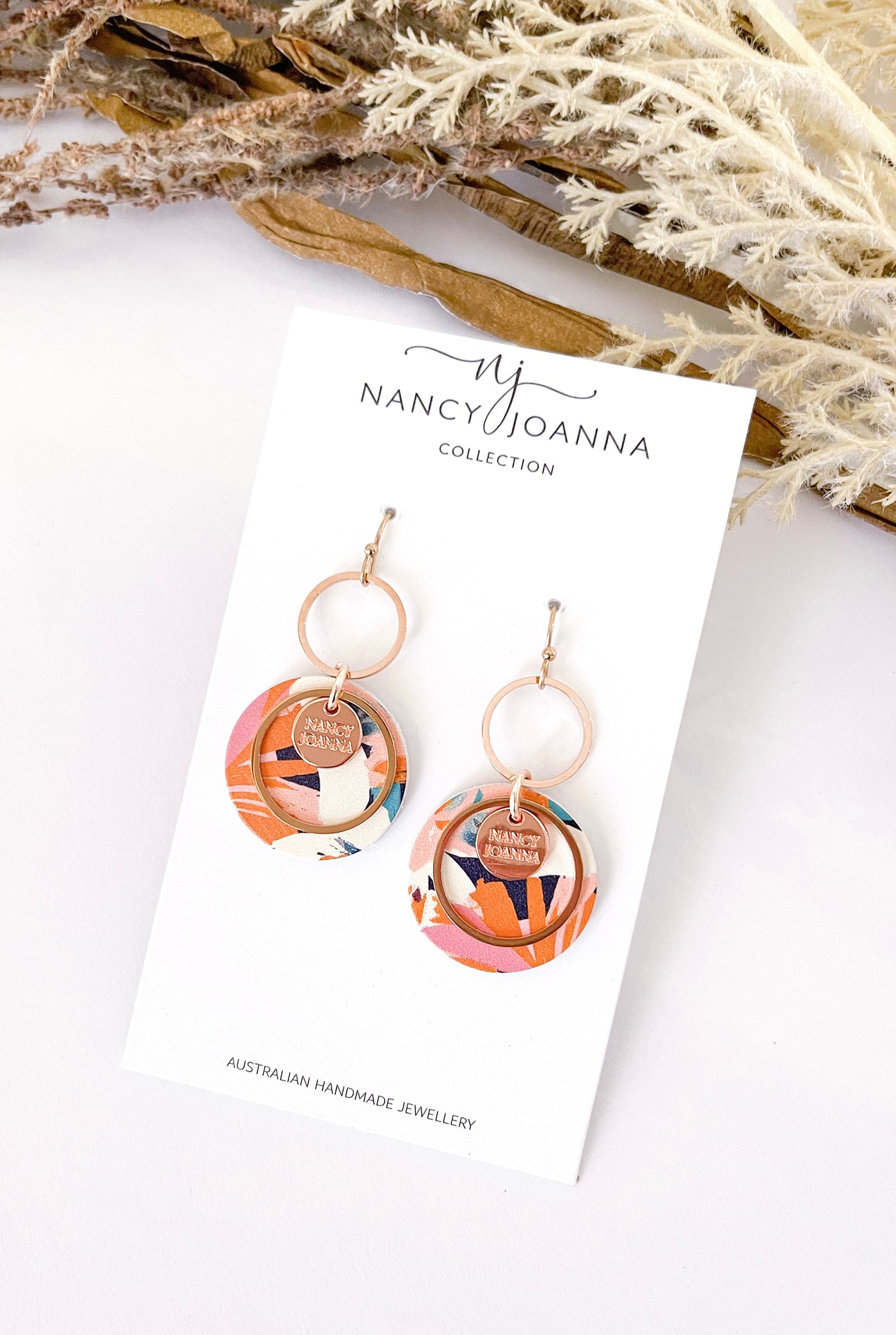 Dusty Pink Round Ring Drops Nancy Joanna