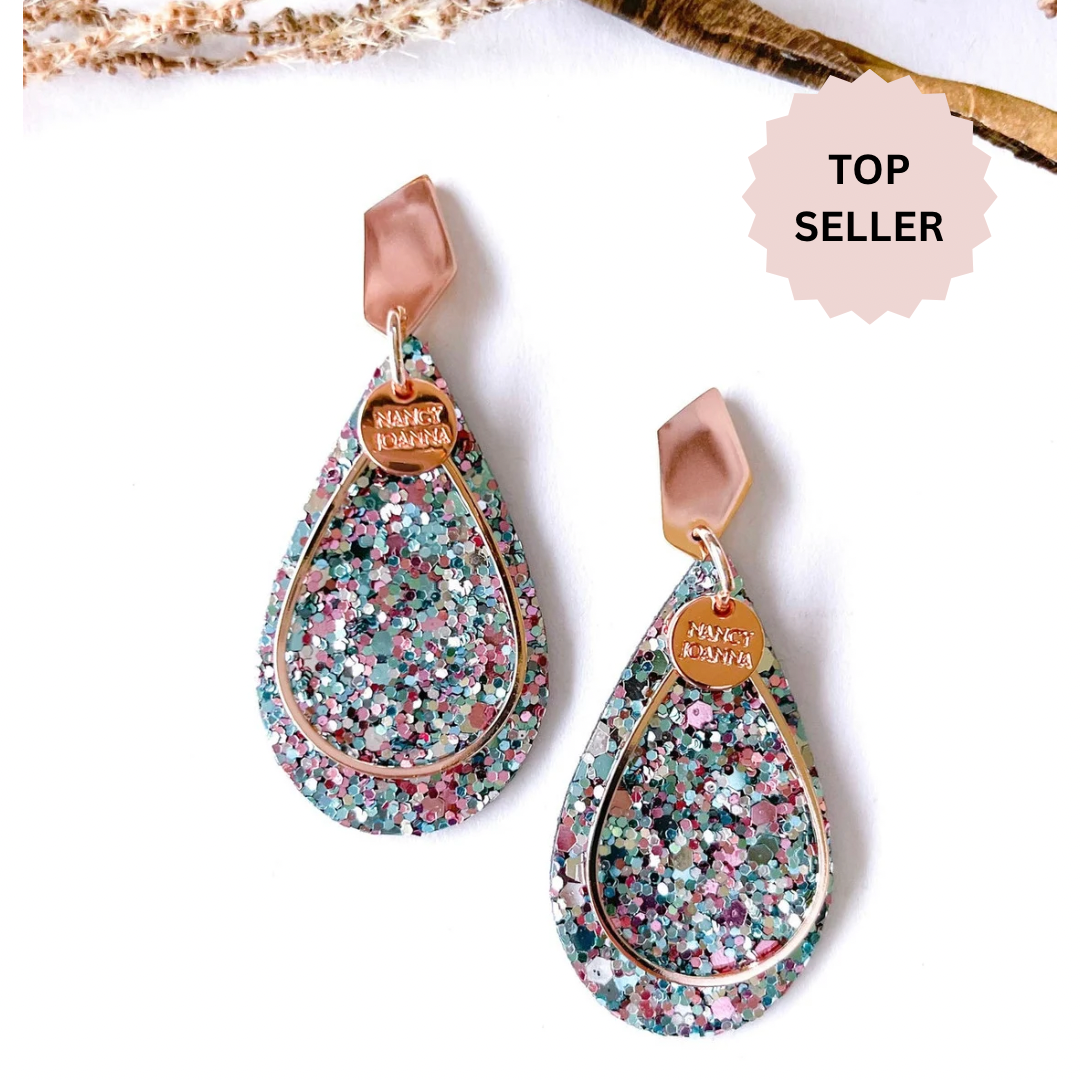 Light Blue Sparkle Teardrops Nancy Joanna