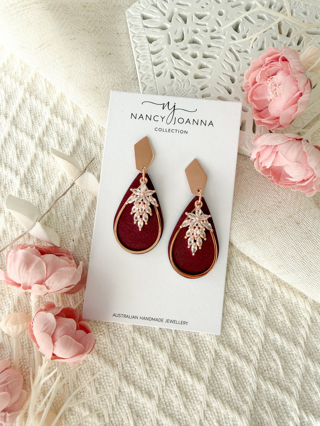 Mini Burgundy Bliss Luxe Teardrops Nancy Joanna