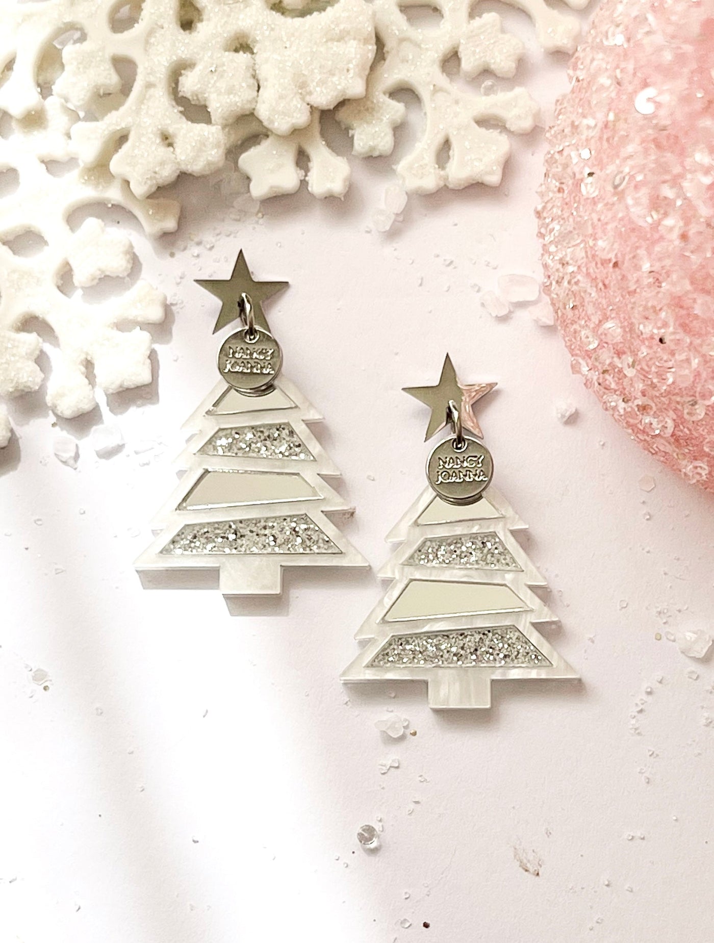 White Confetti Christmas Trees Nancy Joanna