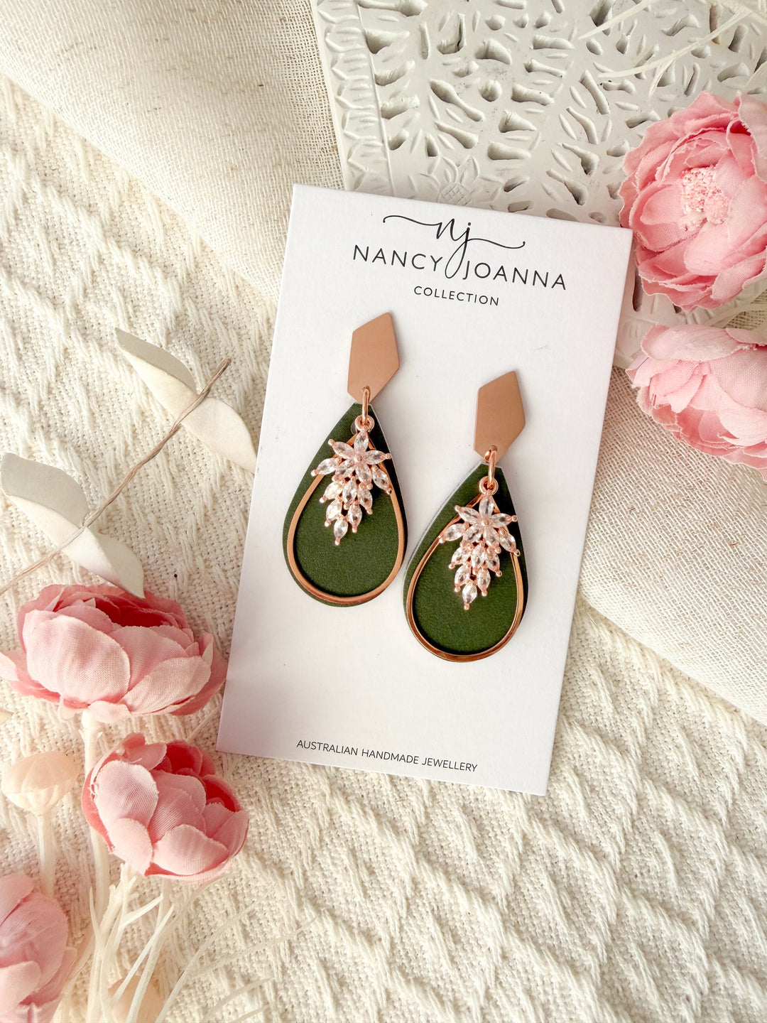 Mini Olive Glow Luxe Teardrops Nancy Joanna