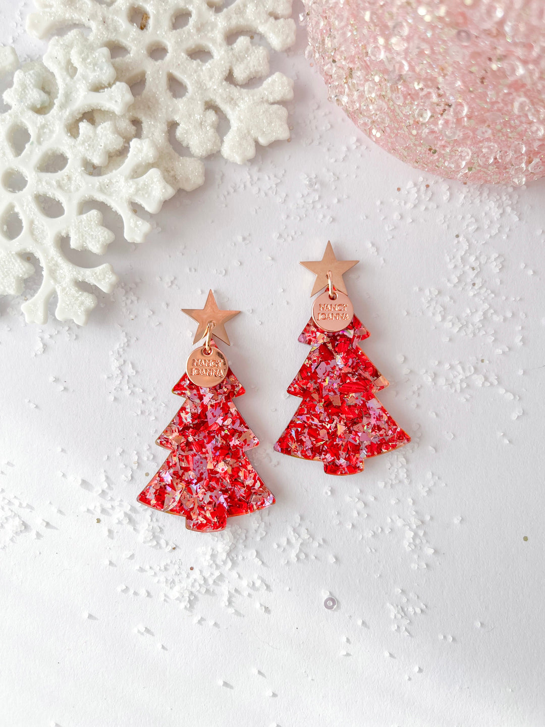 Rosy Red Christmas Trees Nancy Joanna