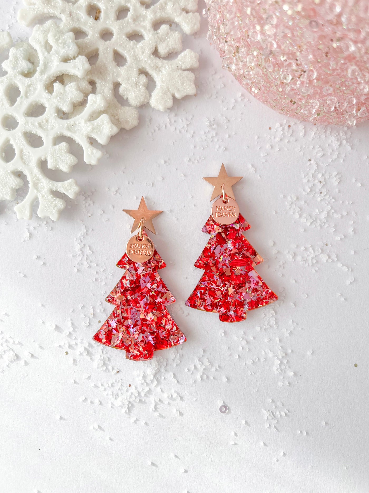 Rosy Red Christmas Trees Nancy Joanna