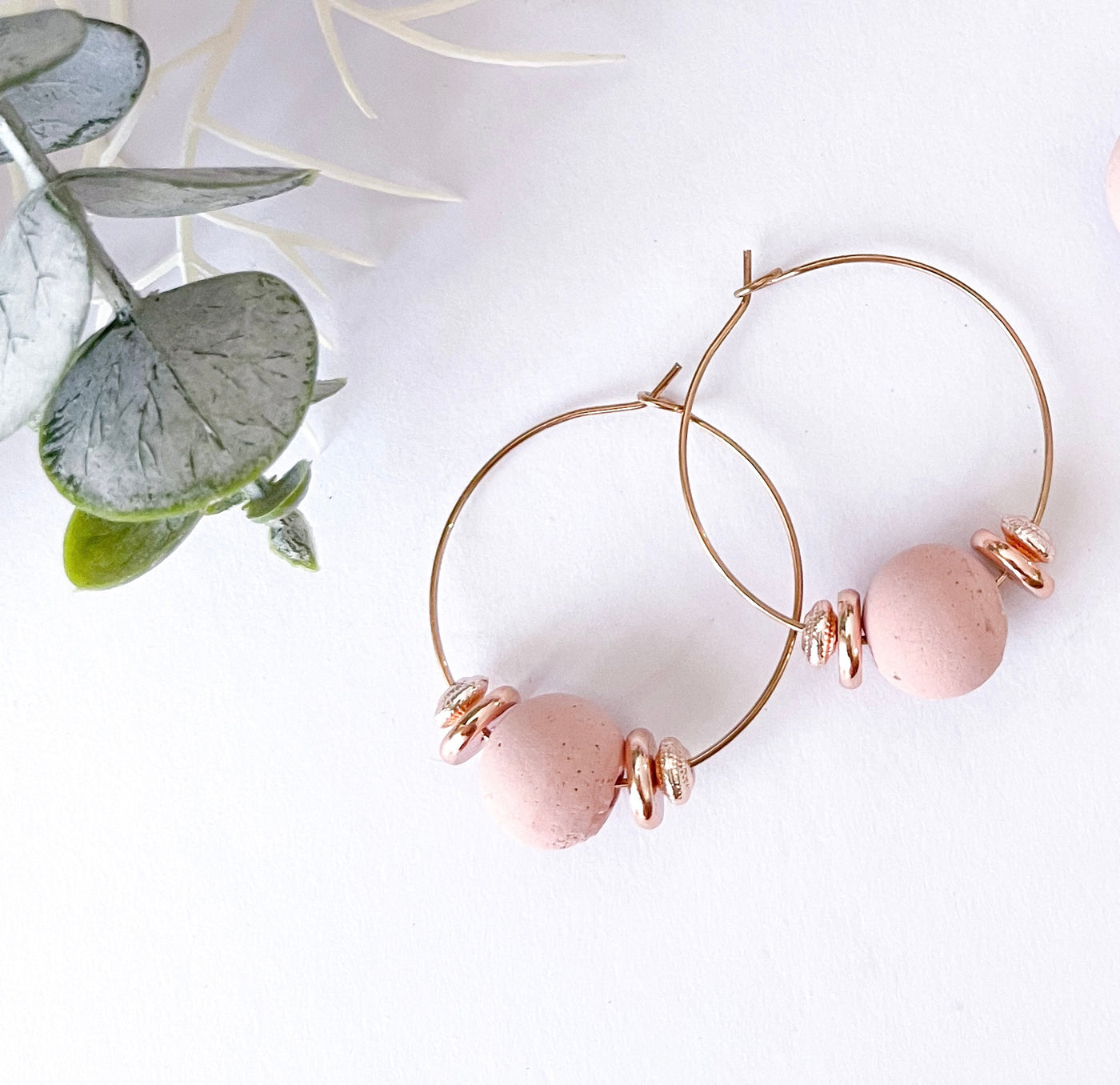 Hippie Hoops with Blush Pink Concrete Nancy Joanna