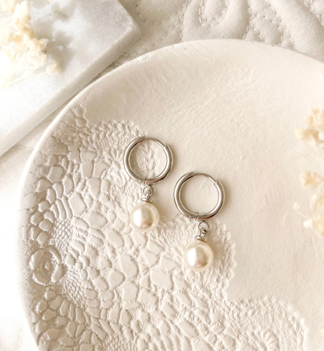 Pearl Charm Huggies Nancy Joanna