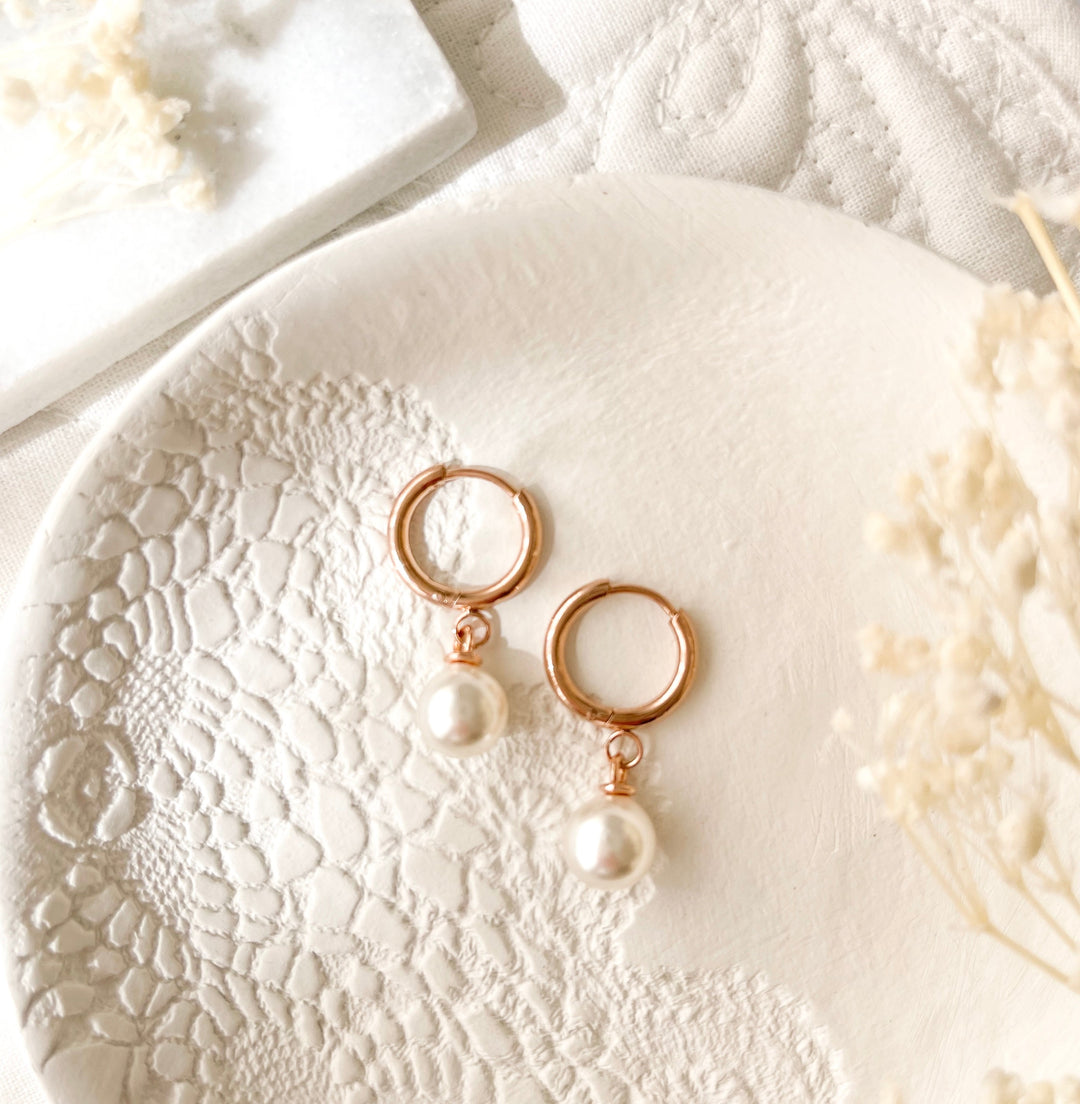 Pearl Charm Huggies Nancy Joanna