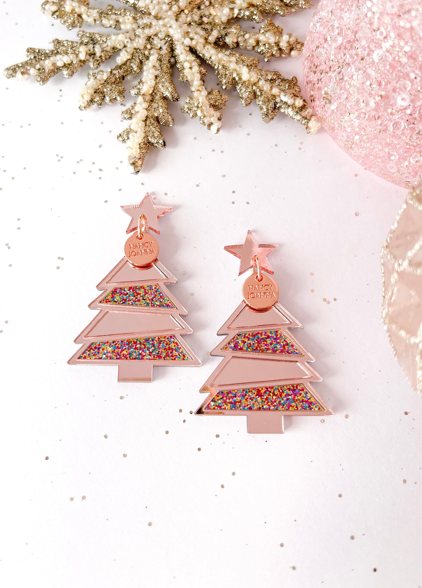 Rose Gold Christmas Baubles Nancy Joanna