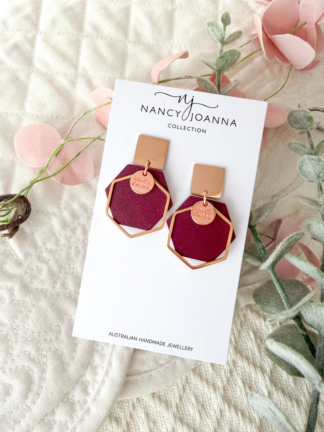 Burgundy Bliss Hex Drops Nancy Joanna
