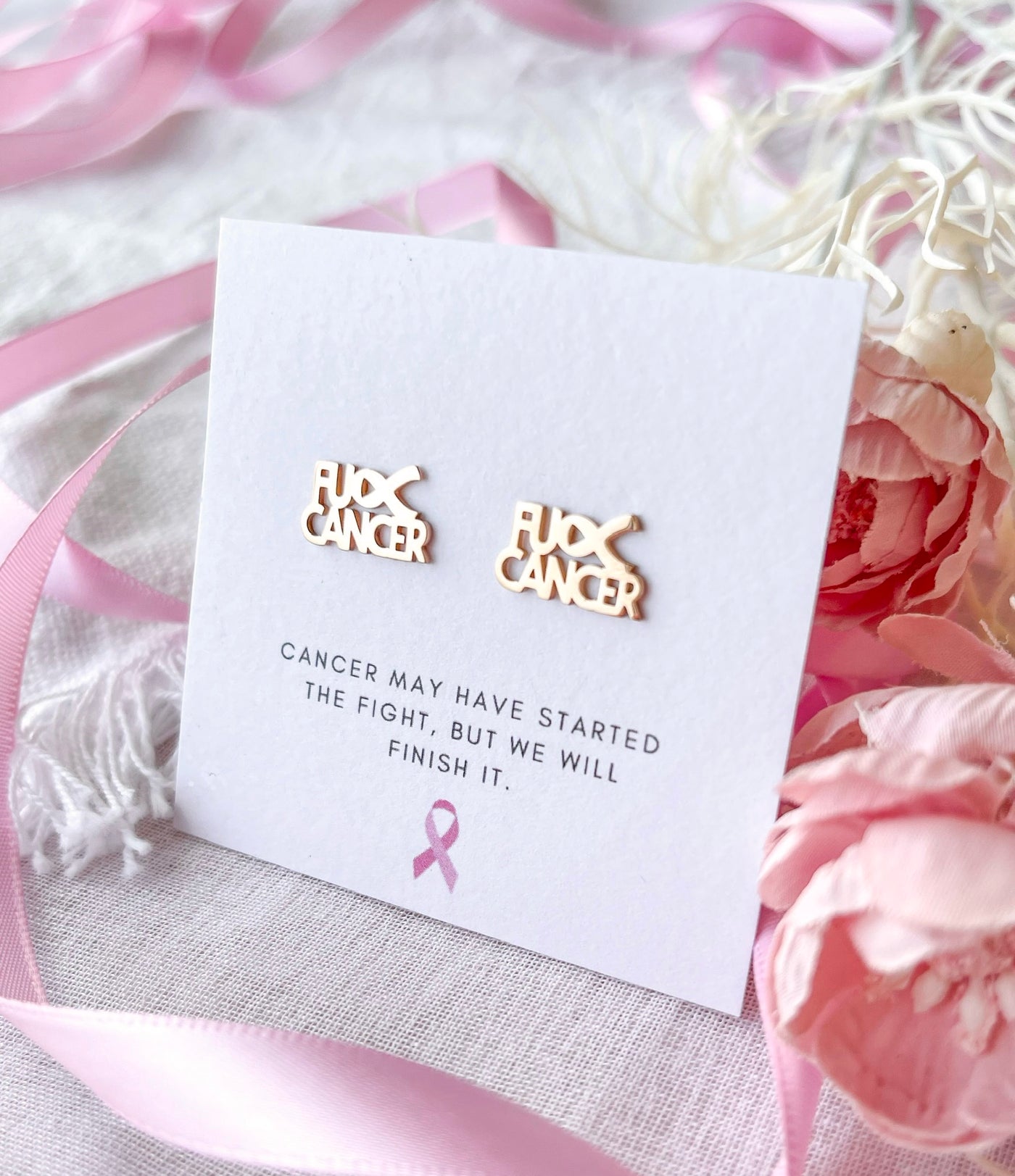 Breast Cancer Awareness Studs Nancy Joanna