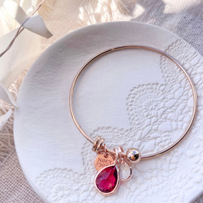 Ruby Rose Glass Charm Bangle Nancy Joanna