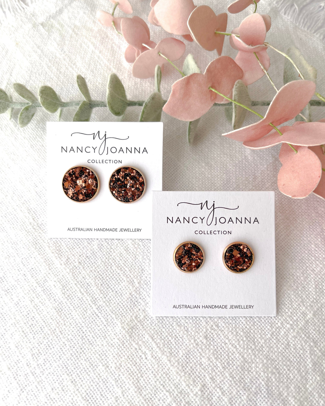 Chocolate Latte Glitter Studs Nancy Joanna