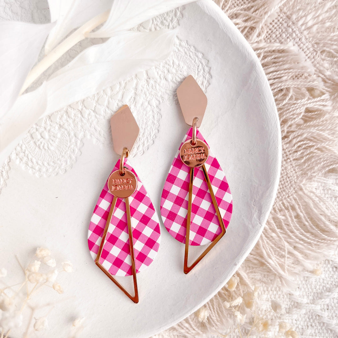 MINI Pink Gingham Teardrops Nancy Joanna