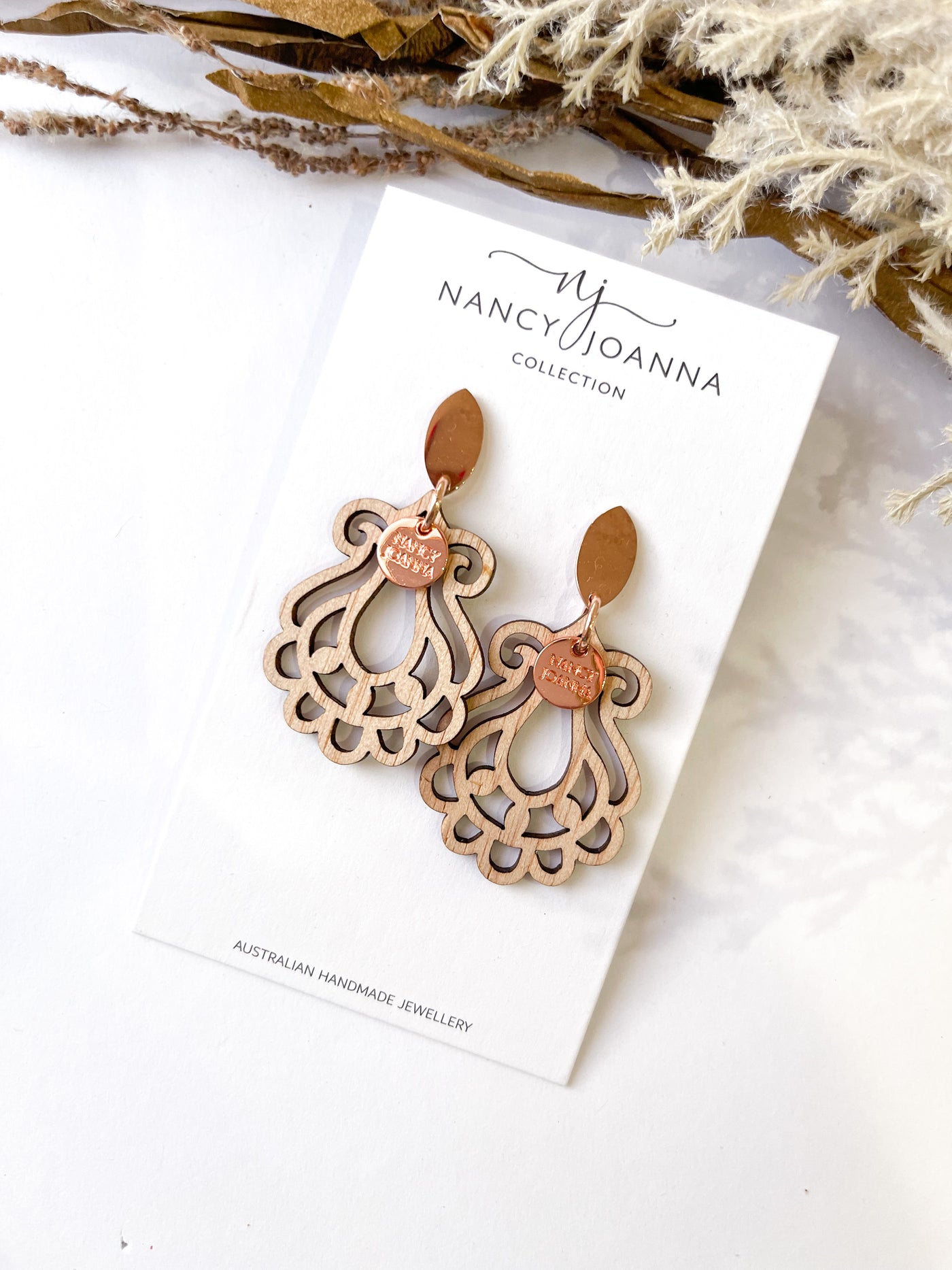 Scroll Wooden Earrings Nancy Joanna