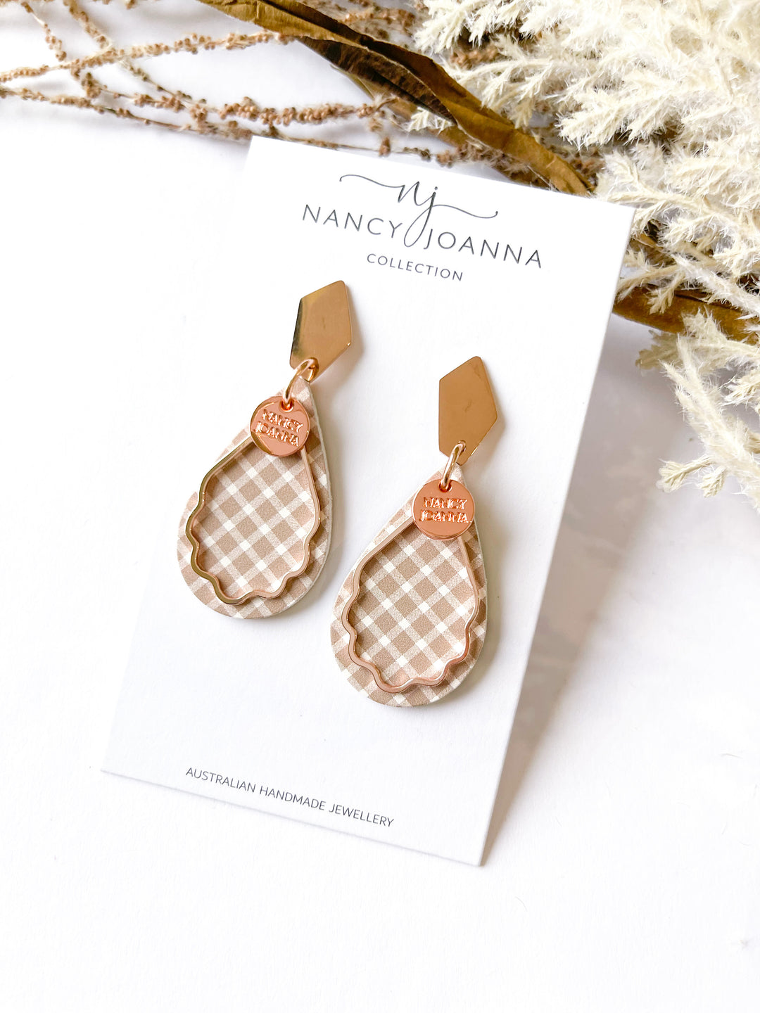 MINI Natural Gingham Teardrops Nancy Joanna