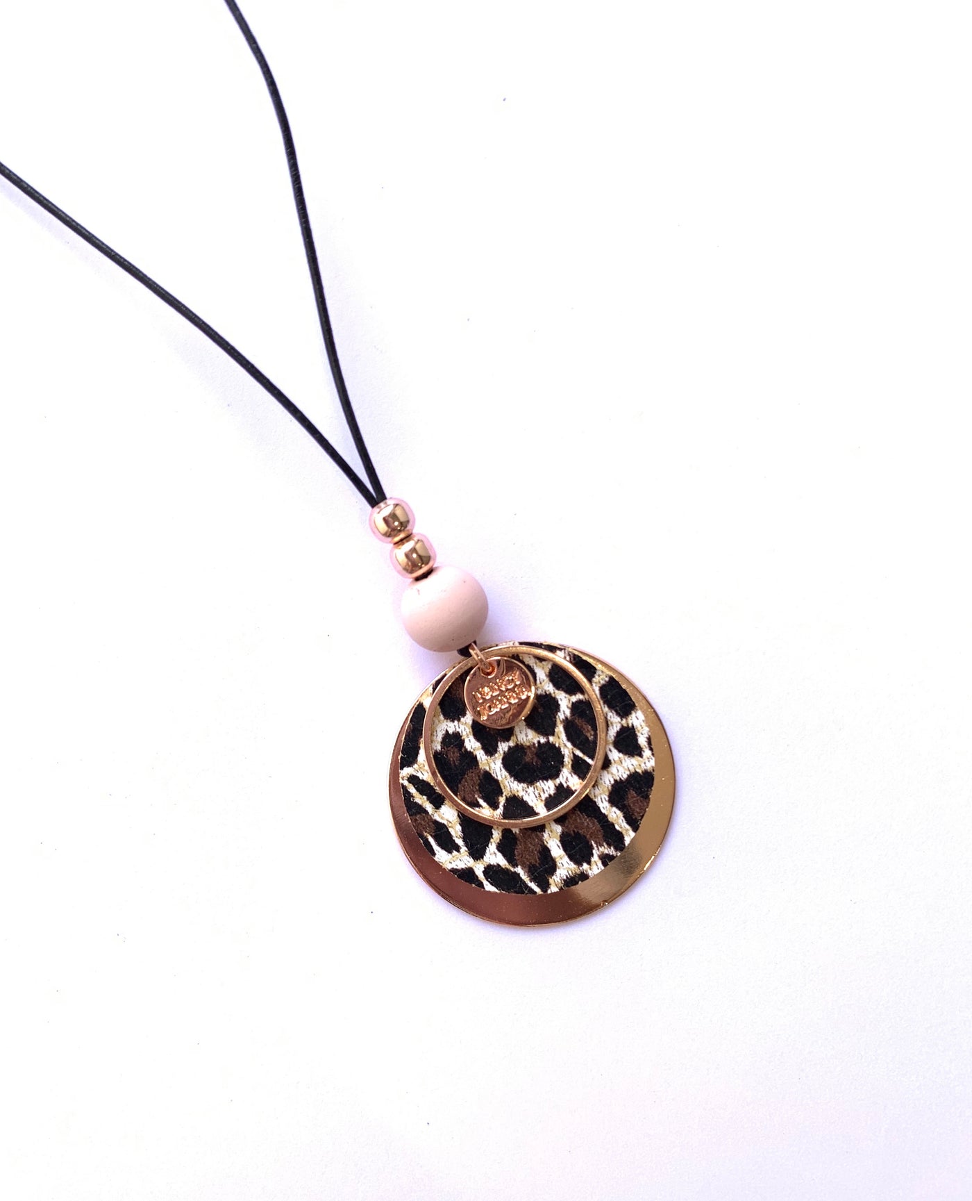 Blush Concrete & Leopard Print Leather Pendant Nancy Joanna