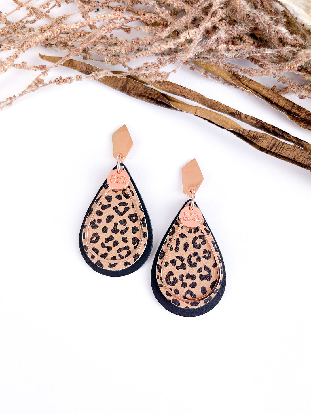 Chocolate Cheetah Double Teardrop Nancy Joanna