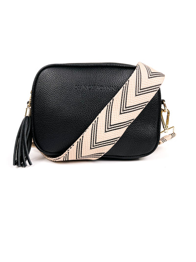 BLACK & CREAM CHEVRON CROSSBODY STRAP Nancy Joanna