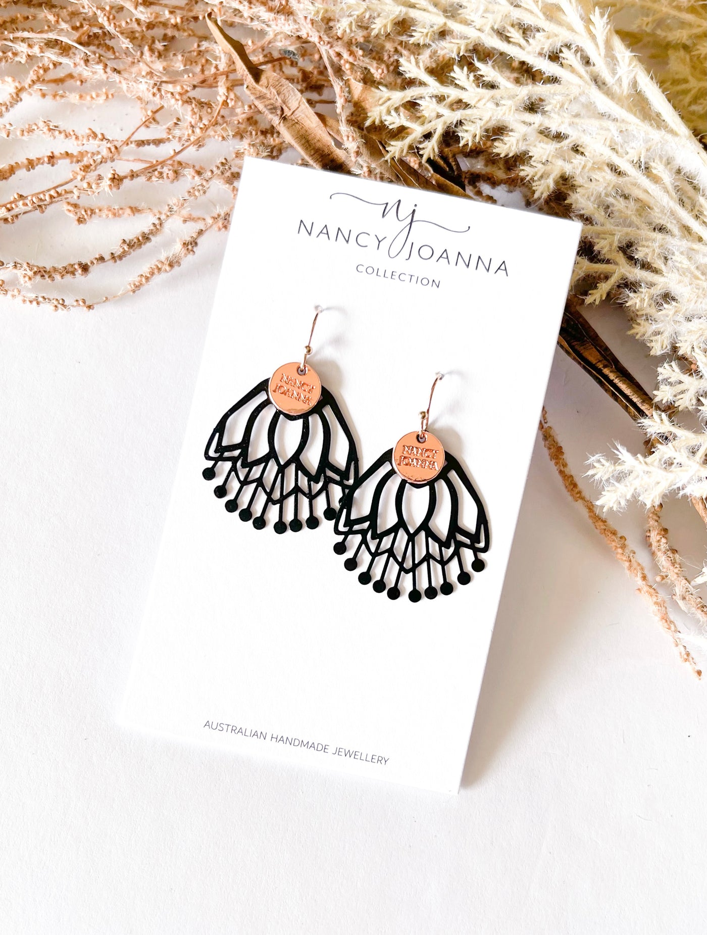 Black Wattle Wonder Lace Earrings Nancy Joanna