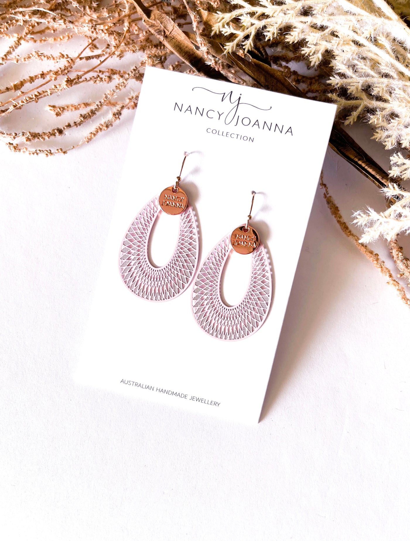 Pink Zigzag Teardrop Lace Earrings Nancy Joanna