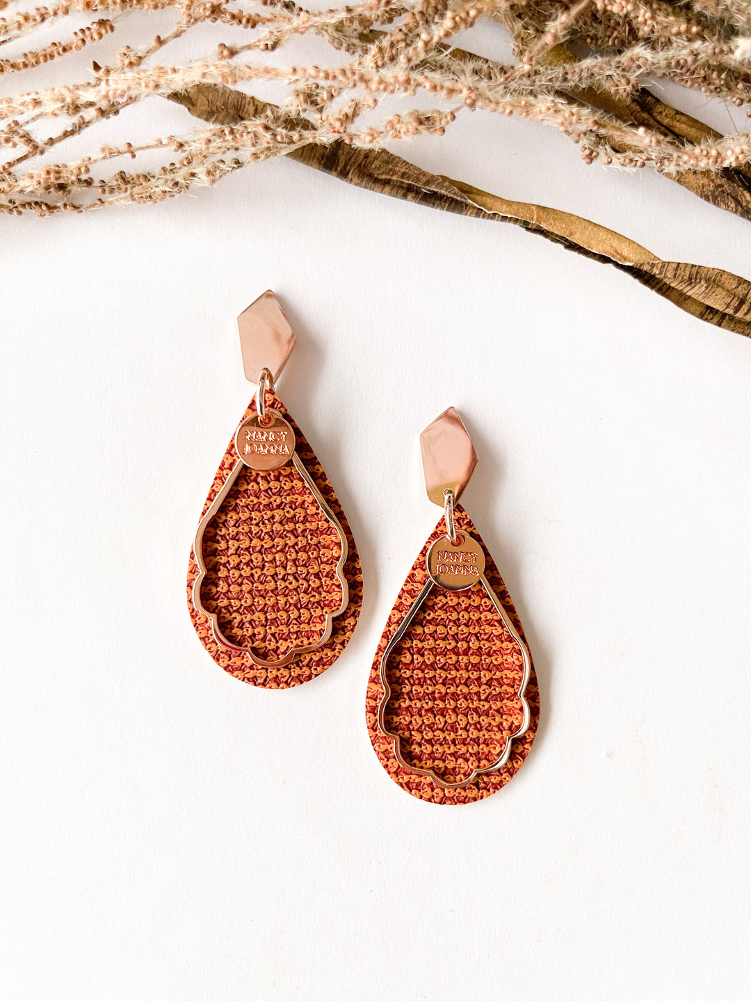 Rusty Orange Textured Teardrops Nancy Joanna