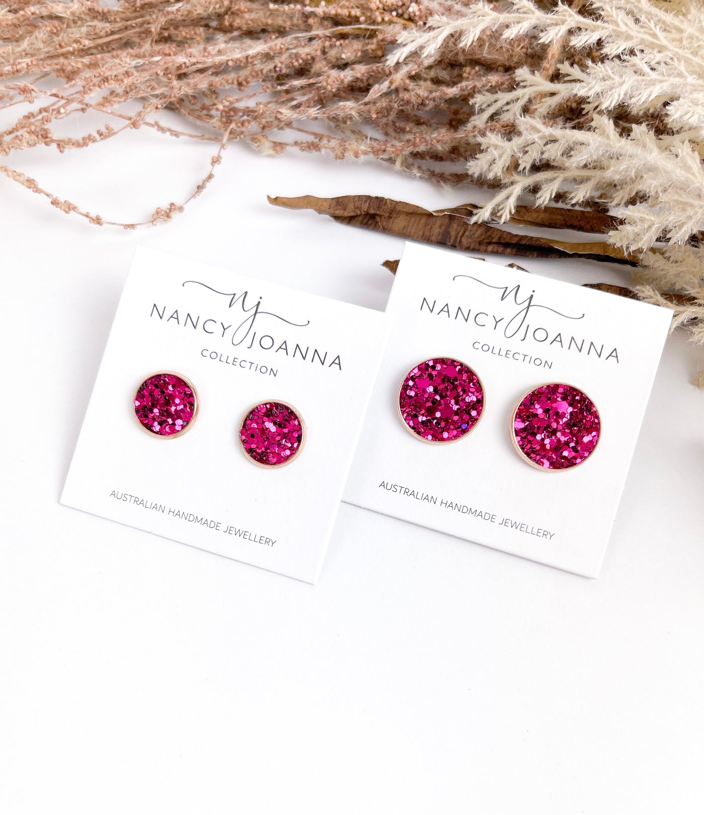 Pink Magenta Studs Nancy Joanna