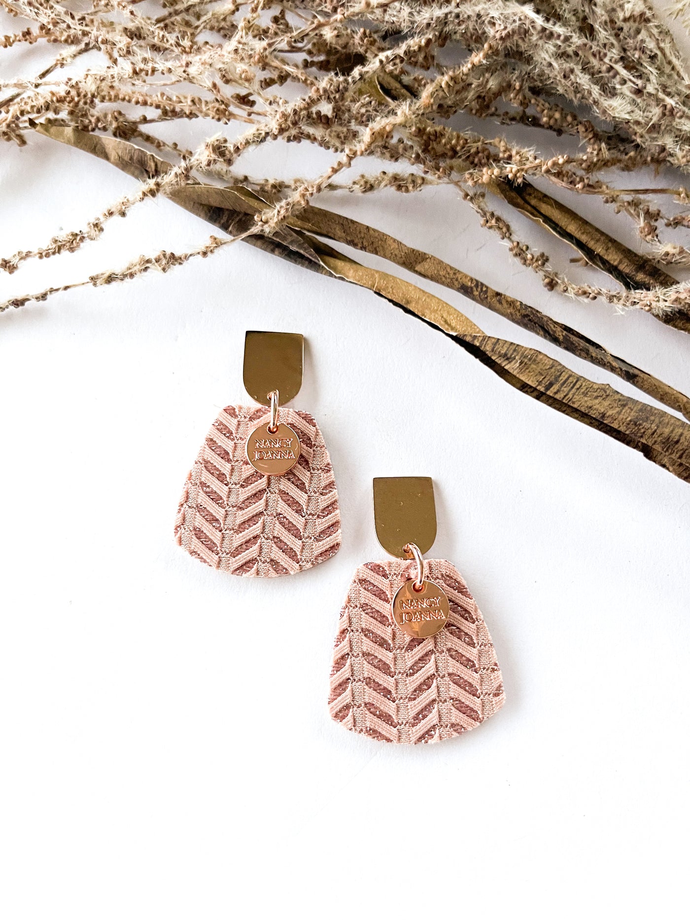 Pink Herringbone Half Drop Nancy Joanna