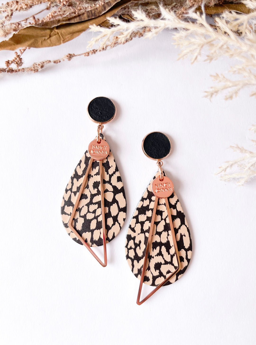 Concrete & Black Leopard Teardrops Nancy Joanna