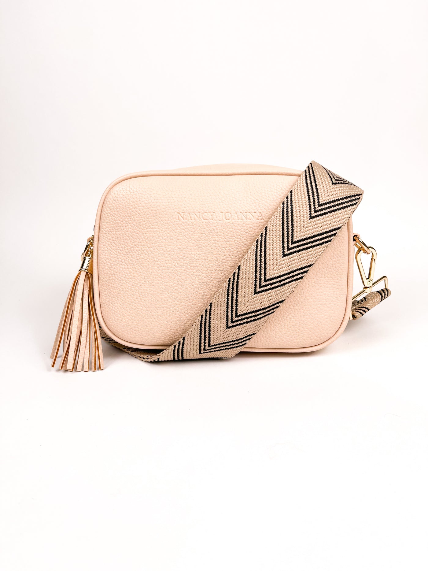 BLACK & CREAM CHEVRON CROSSBODY STRAP Nancy Joanna