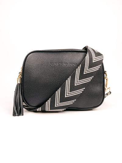 BLACK CHEVRON CROSSBODY STRAP Nancy Joanna