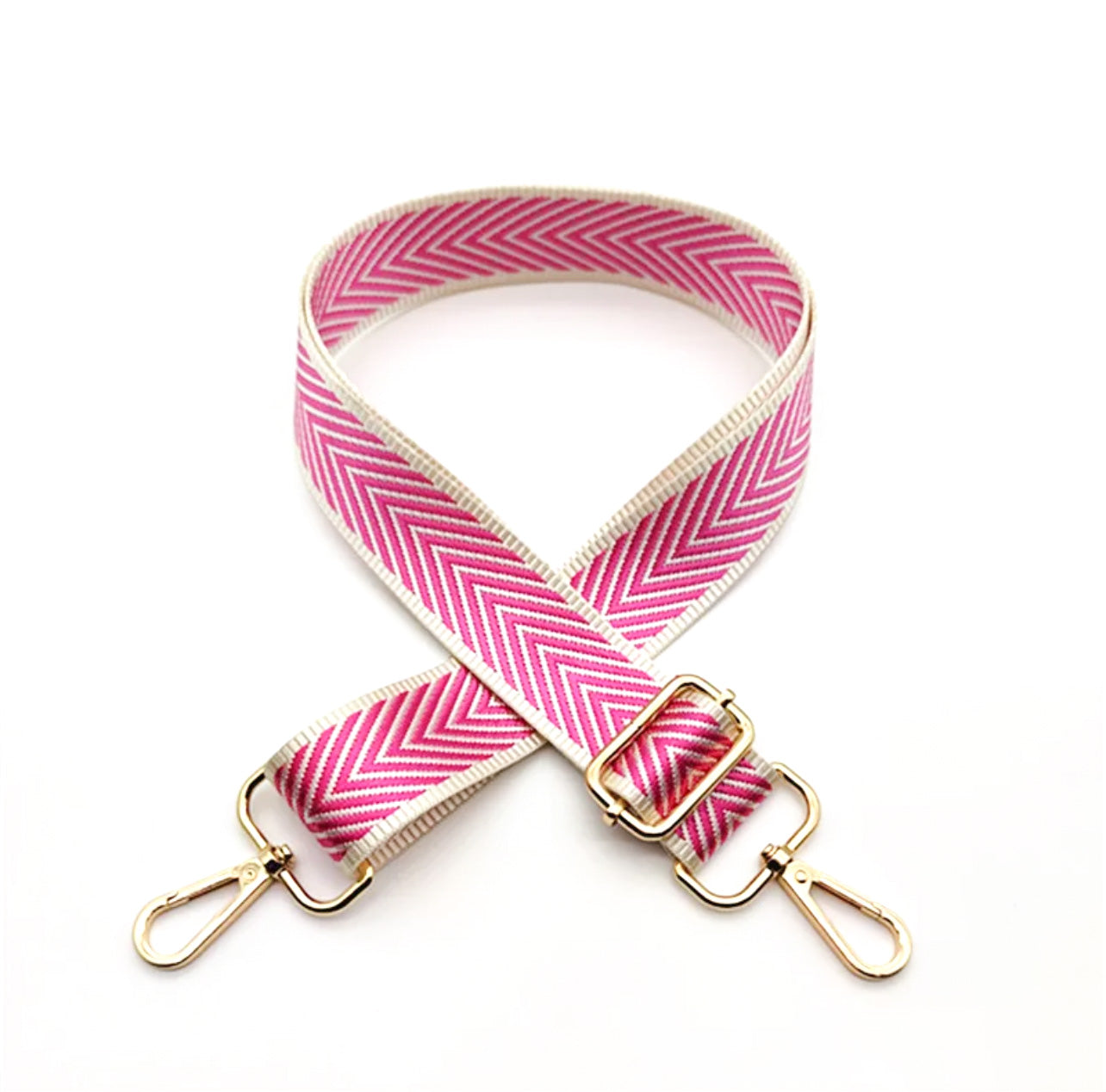 METALLIC PINK ZIGZAG CROSSBODY STRAP Nancy Joanna