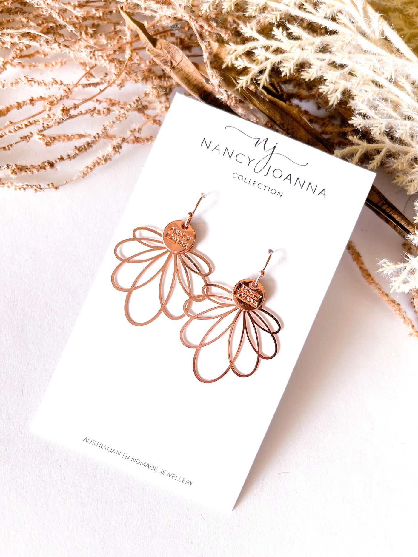 Rose Gold Water Lilly Lace Earrings Nancy Joanna