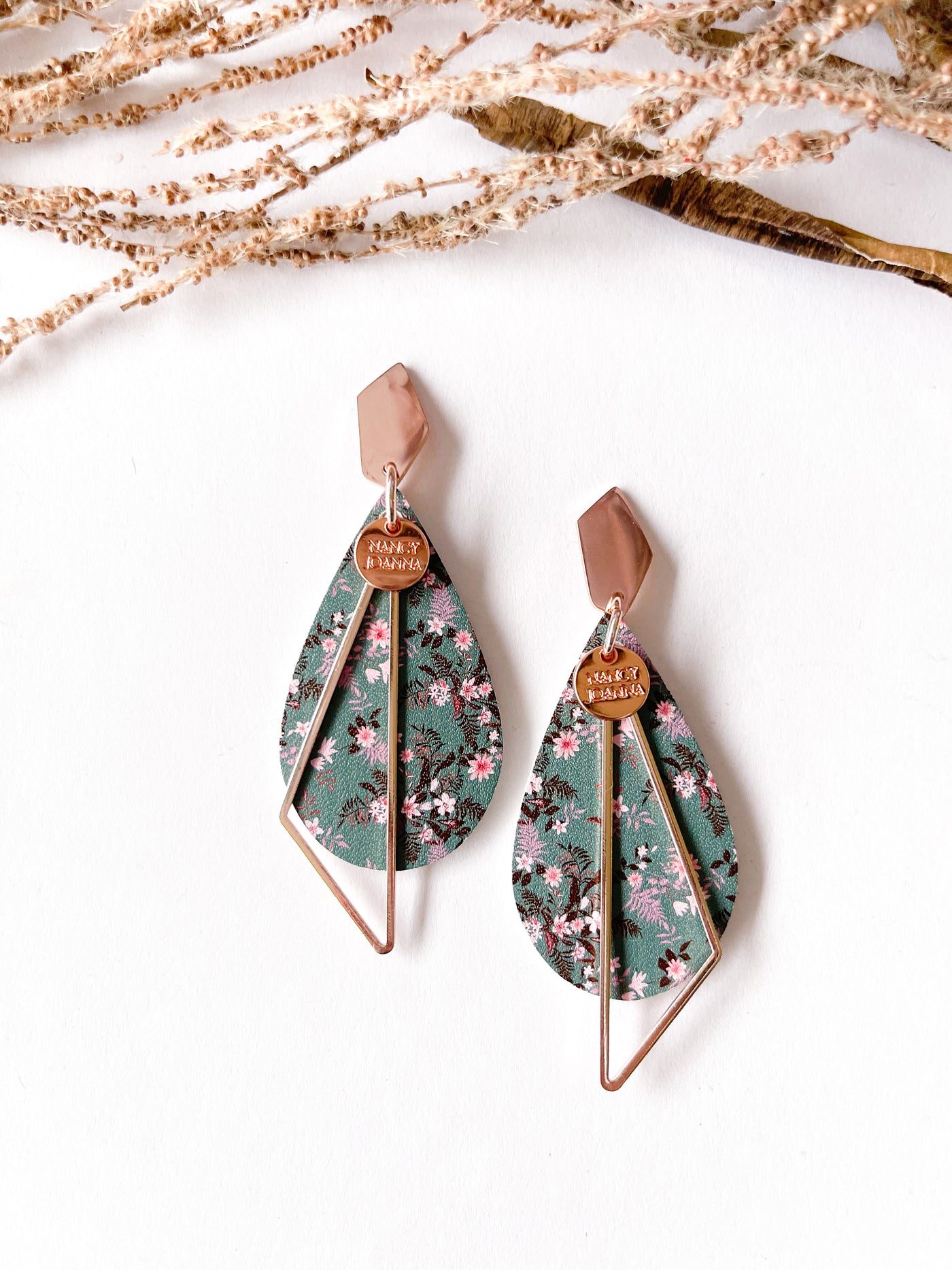 Green Floral Teardrops Nancy Joanna