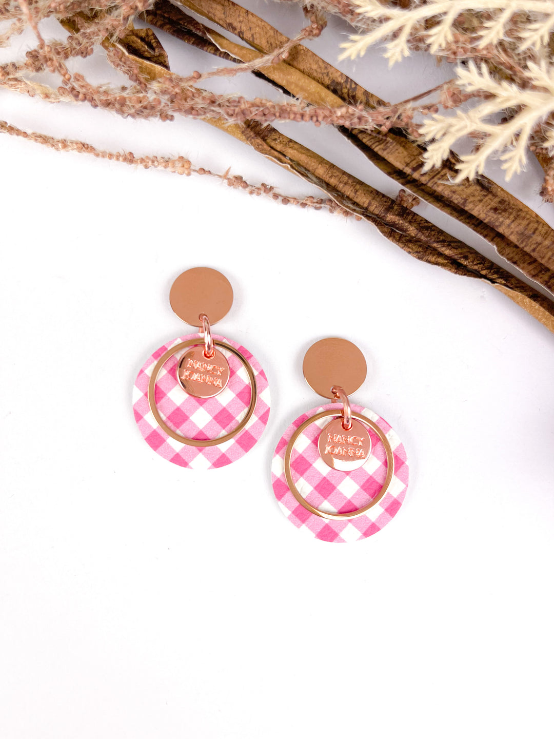 Mini Gingham ROUND Drops Nancy Joanna