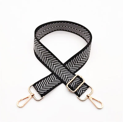METALLIC BLACK ZIGZAG CROSSBODY STRAP Nancy Joanna