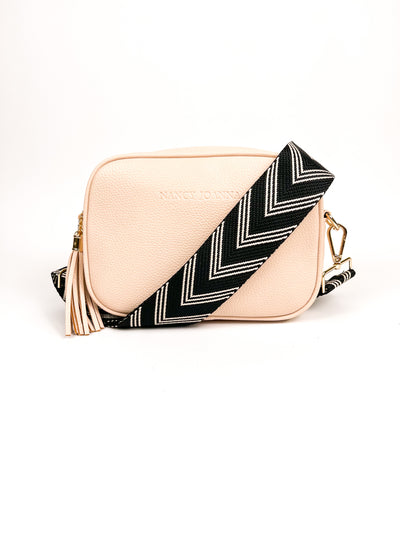 BLACK CHEVRON CROSSBODY STRAP Nancy Joanna