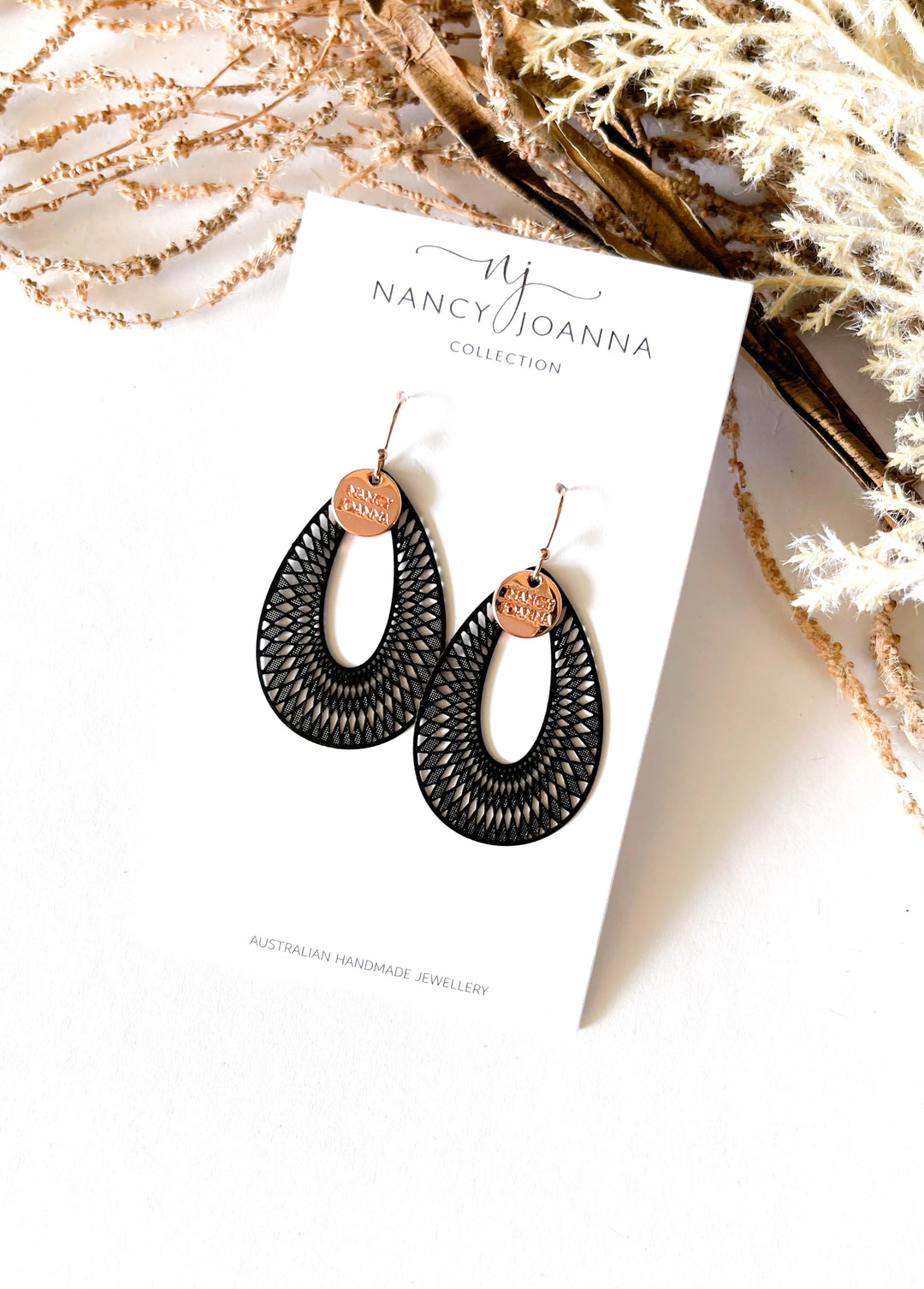 Black Zigzag Teardrop Lace Earrings Nancy Joanna