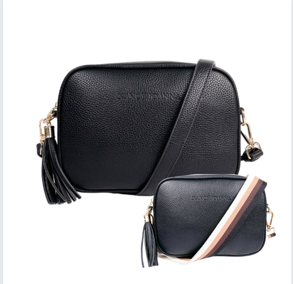 BLACK CROSSBODY BAG & GUITAR STRAP Nancy Joanna